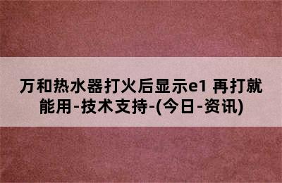 万和热水器打火后显示e1 再打就能用-技术支持-(今日-资讯)